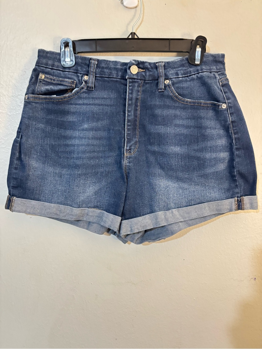 No Boundaries Dark Blue Rolled Cuff Denim Shorts